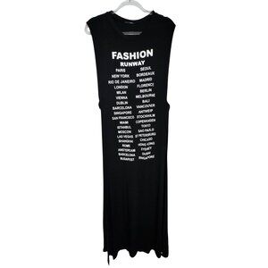 Fashion Nova Large Black Sleeveless‎ Long Maxi Dress Top City Stretch Punk Rock